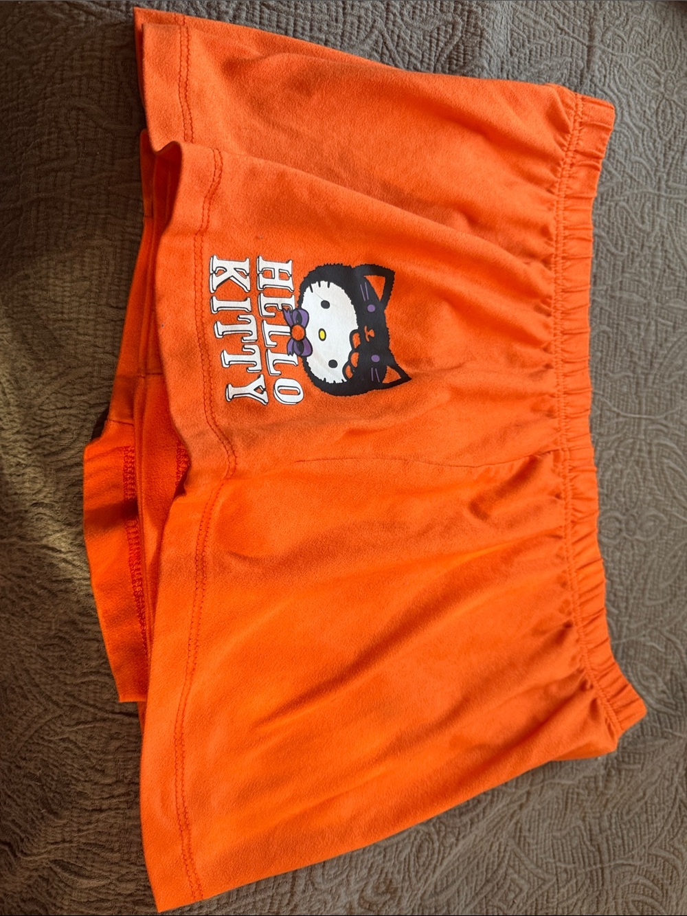 Hello Kitty Bright Orange Elastic Waist Kids Shorts with Kitty Graphic